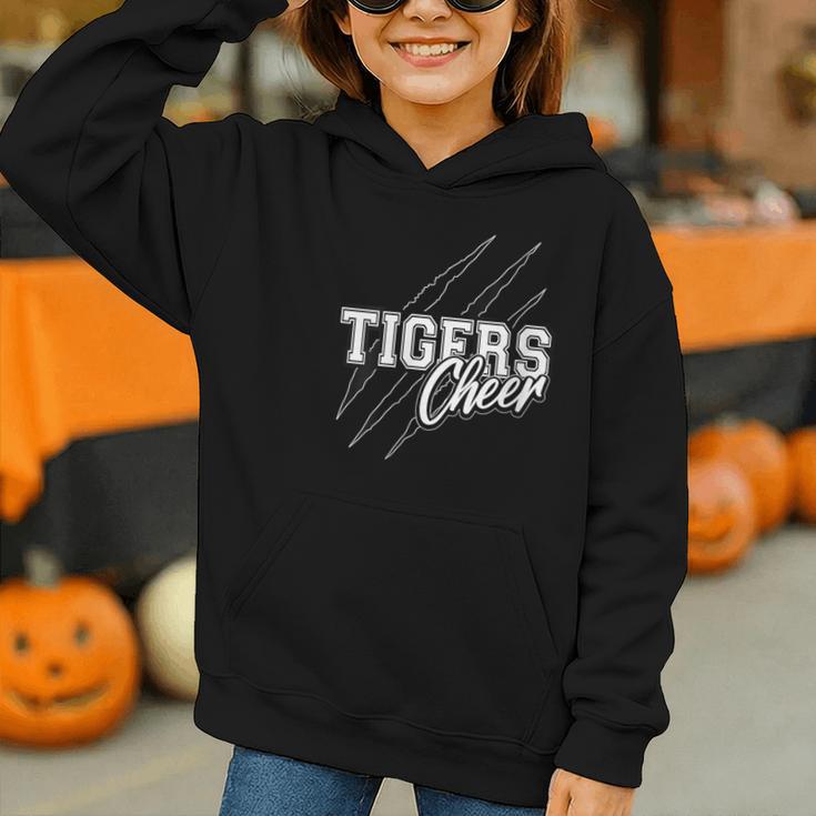 Tigers Cheer Back To School Cheerleading Team Spirit Graphic Youth Hoodie Tigers Cheer Back To School Cheerleading Team Spirit Graphic Youth Hoodie