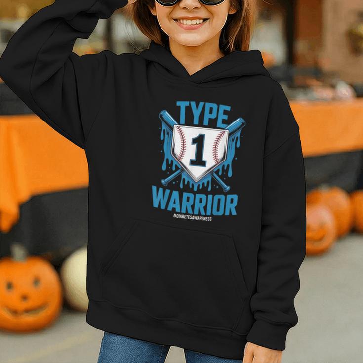 Type 1 Warrior Diabetes Awareness Baseball Enthusiasts Graphic Youth Hoodie Type 1 Warrior Diabetes Awareness Baseball Enthusiasts Graphic Youth Hoodie