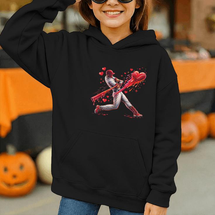 Valentine Baseball Player Drip Graphic Youth Hoodie Valentine Baseball Player Drip Graphic Youth Hoodie