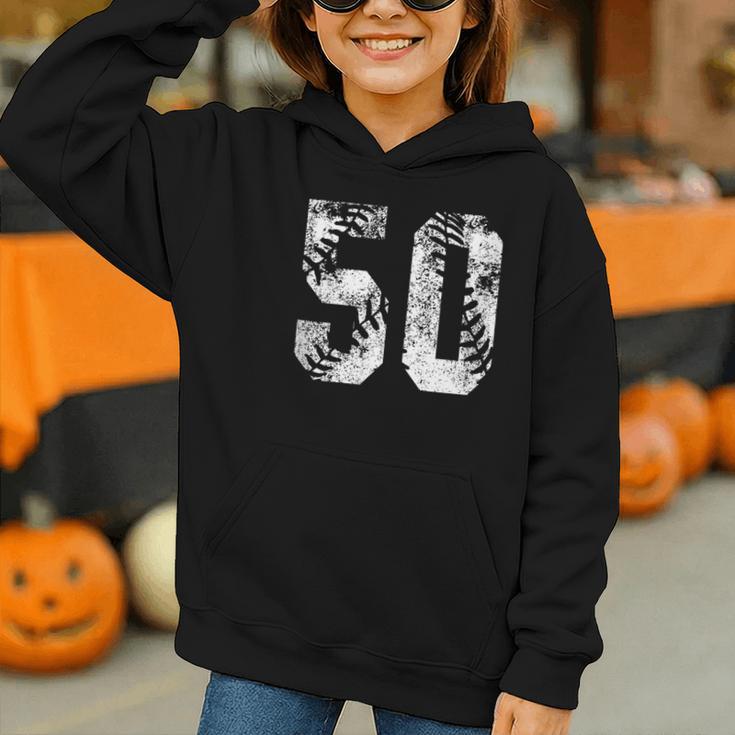 Vintage Baseball Number 50 Jersey Player Uniform Graphic Youth Hoodie Vintage Baseball Number 50 Jersey Player Uniform Graphic Youth Hoodie