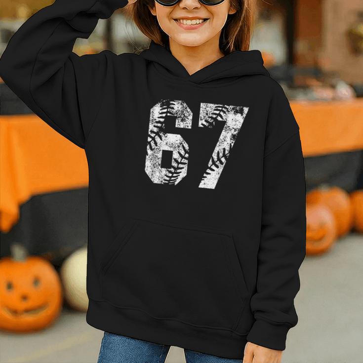 Vintage Baseball Number 67 Jersey Player Uniform Graphic Youth Hoodie