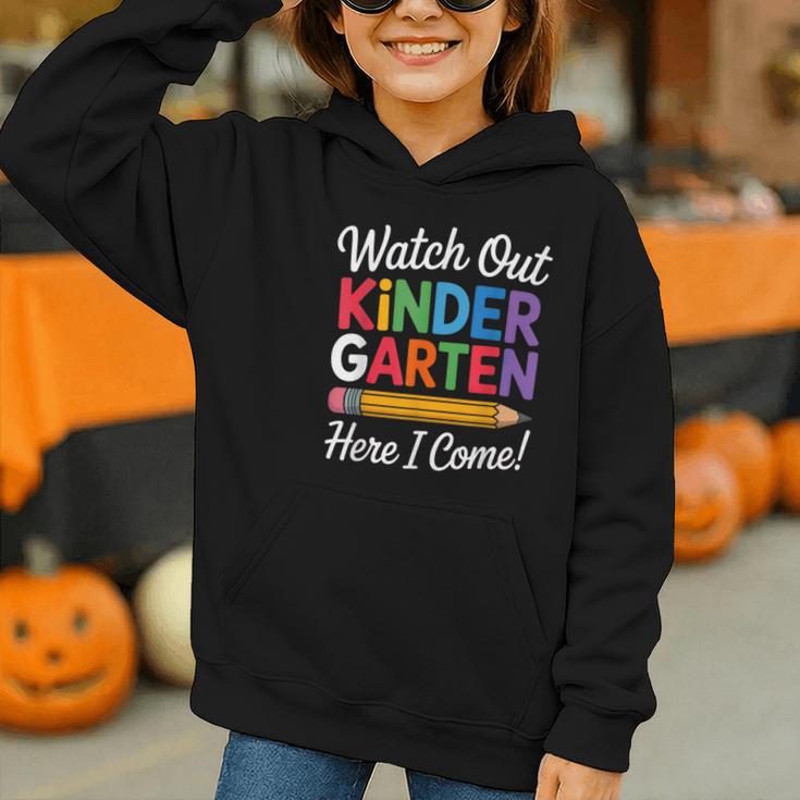 Watch Out Kindergarten Here I Come Back To School Kids Graphic Youth Hoodie Watch Out Kindergarten Here I Come Back To School Kids Graphic Youth Hoodie