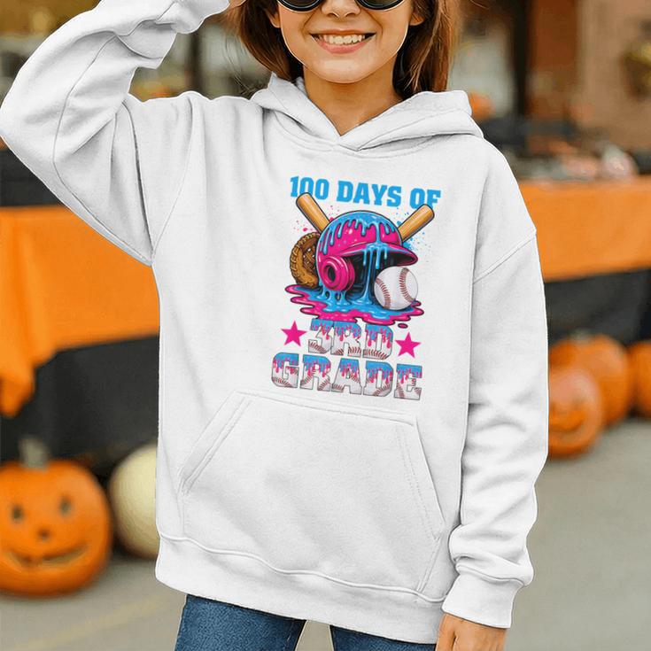 100 Days Of 3rd Grade Baseball 100th Day Of School Boys Kids Graphic Youth Hoodie