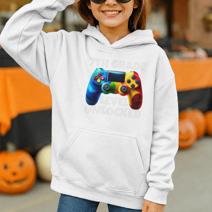 7th Grade Level Unlocked Back To School Gamer Boys Girls Graphic Youth Hoodie