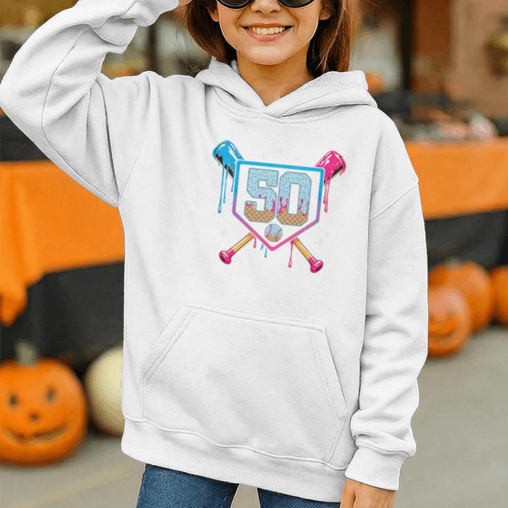 Baseball 50 Year Old Ice Cream Drip 50th Birthday Number 50 Graphic Youth Hoodie