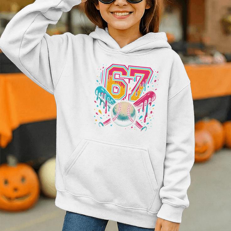 Baseball Drip 6 7 Number 67 Six Seven Meme Boys Kids Graphic Youth Hoodie
