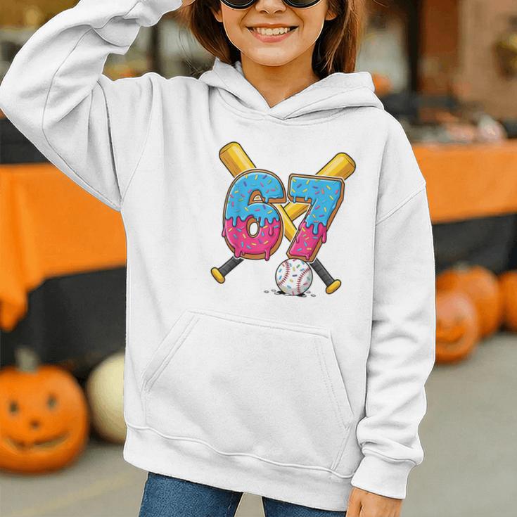 Baseball Drip Number 67 Player 67th Birthday Meme Gen Alpha Graphic Youth Hoodie