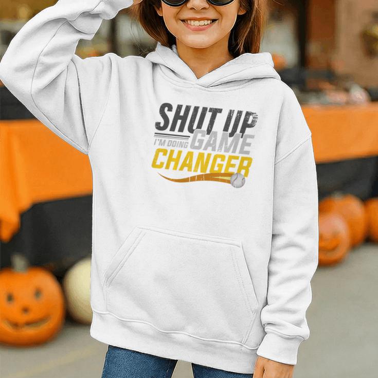 Baseball Fan Shut Up I'm Doing Game Changer Premium Tri-Blend Graphic Youth Hoodie