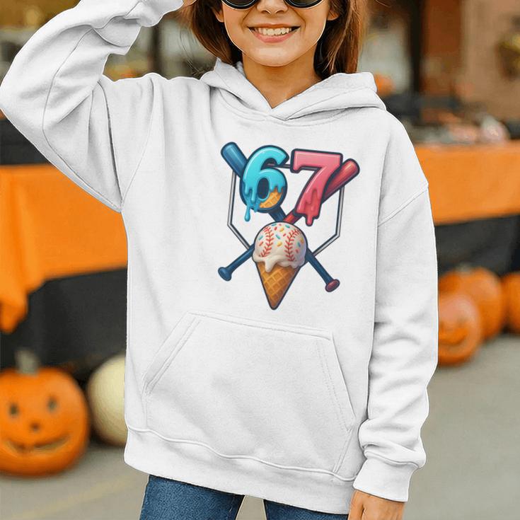 Baseball Ice Cream Drip 67 Six Seven Gen Alpha Slang Meme Graphic Youth Hoodie Baseball Ice Cream Drip 67 Six Seven Gen Alpha Slang Meme Graphic Youth Hoodie