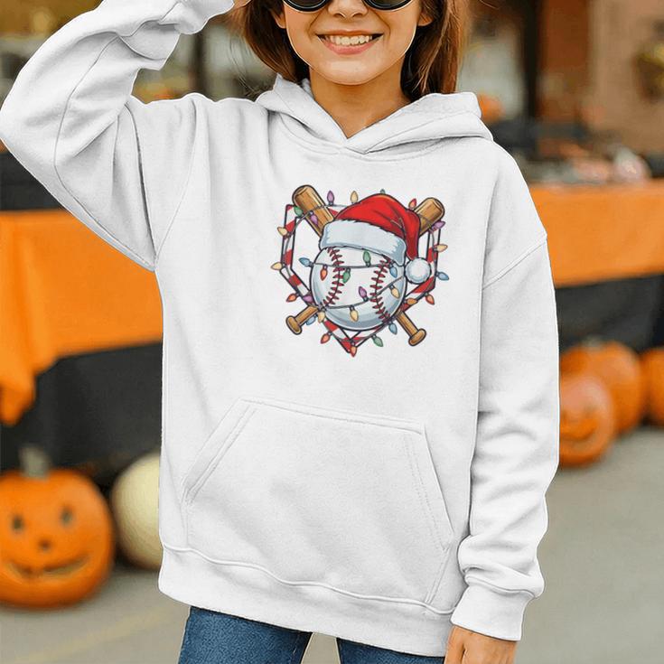 Christmas Baseball Santa Hat For Baseball Players Fans Graphic Youth Hoodie Christmas Baseball Santa Hat For Baseball Players Fans Graphic Youth Hoodie
