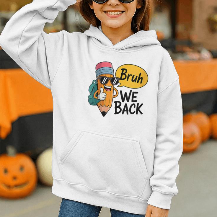 Cool Cartoon Pencil Saying Bruh Back To School Graphic Youth Hoodie Cool Cartoon Pencil Saying Bruh Back To School Graphic Youth Hoodie