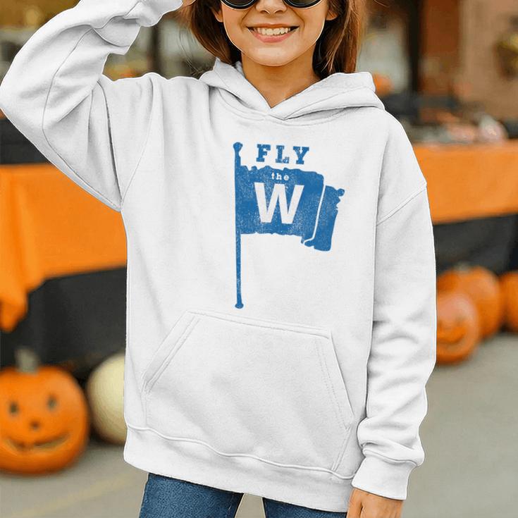Fly The W Chicago Baseball Winning Flag Distressed Premium Tri-Blend Graphic Youth Hoodie Fly The W Chicago Baseball Winning Flag Distressed Premium Tri-Blend Graphic Youth Hoodie