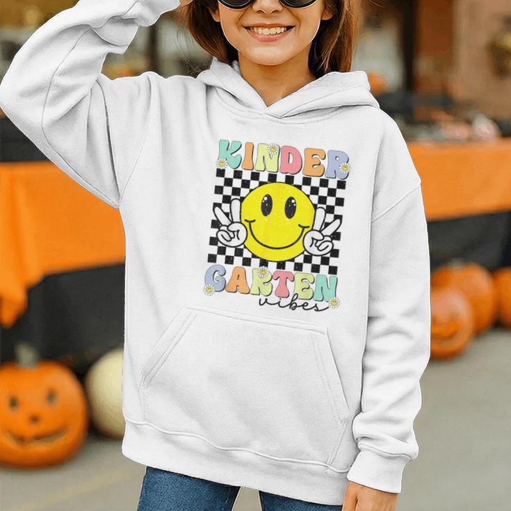 Girls Kindergarten Vibes Smile Face Back To School Kinder Graphic Youth Hoodie Girls Kindergarten Vibes Smile Face Back To School Kinder Graphic Youth Hoodie