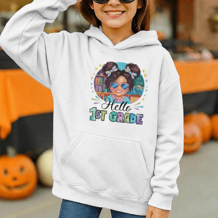 Hello 1st Grade Girl Back To School Kids Boys Girls Graphic Youth Hoodie Hello 1st Grade Girl Back To School Kids Boys Girls Graphic Youth Hoodie