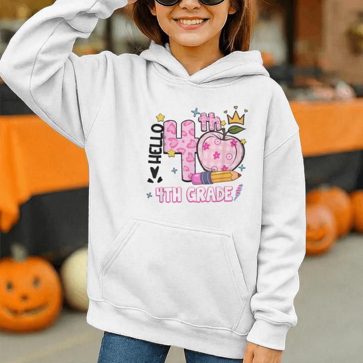 Hello Fourth 4th Grade Leopard Tie Dye Girl Back To School Graphic Youth Hoodie Hello Fourth 4th Grade Leopard Tie Dye Girl Back To School Graphic Youth Hoodie