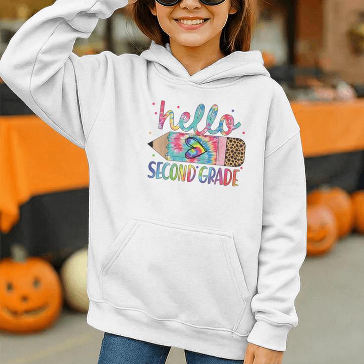Hello Second Grade Pencil Tie Dye Back To School 2nd Grade Graphic Youth Hoodie