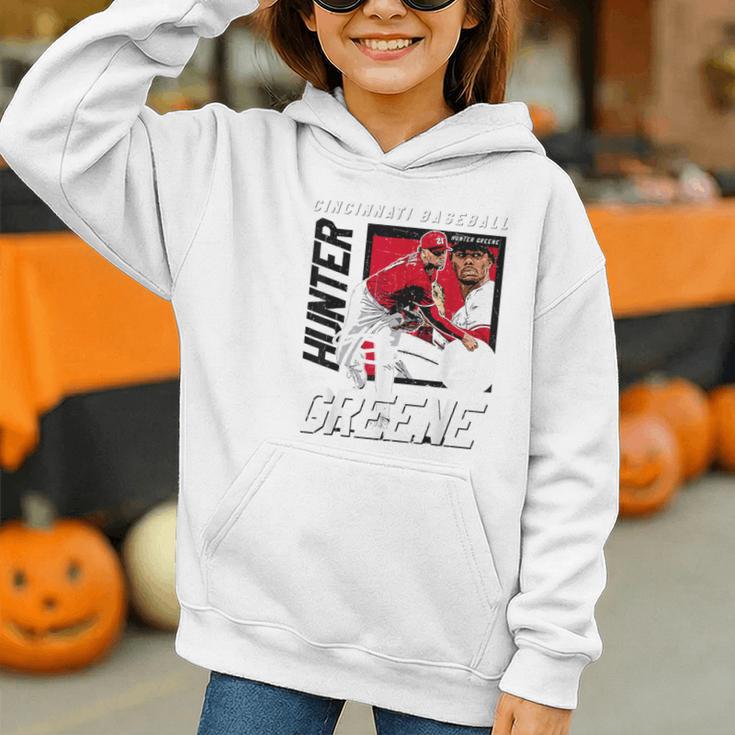 Hunter Greene Cincinnati MLB Baseball Players MLBHGR203M Graphic Youth Hoodie