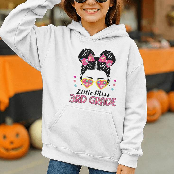 Little Miss 3rd Grade Messy Bun Back To School Graphic Youth Hoodie Little Miss 3rd Grade Messy Bun Back To School Graphic Youth Hoodie