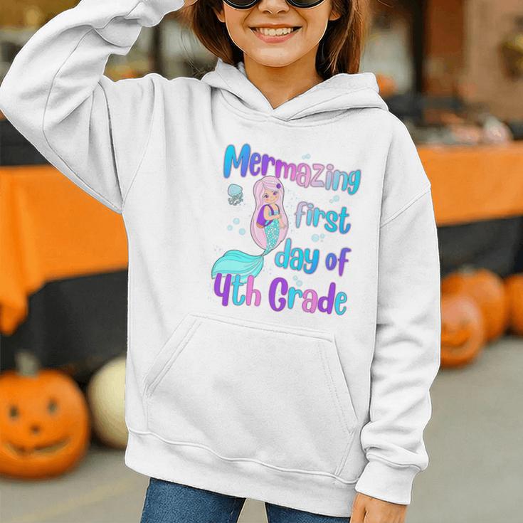Mermazing First Day Of Fourth Grade Back To School Mermaid Premium Tri-Blend Graphic Youth Hoodie