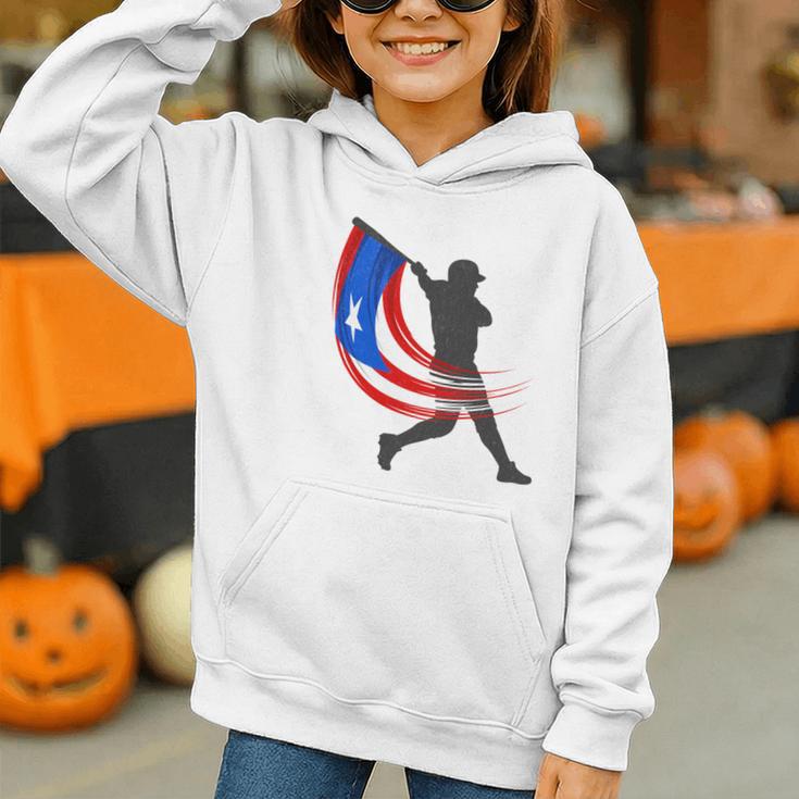 Puerto Rico Baseball Flag Player Boricua Heritage Sports Graphic Youth Hoodie Puerto Rico Baseball Flag Player Boricua Heritage Sports Graphic Youth Hoodie