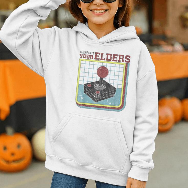 Respect Your Elders Retro Gamer Joystick Back To School Graphic Youth Hoodie Respect Your Elders Retro Gamer Joystick Back To School Graphic Youth Hoodie