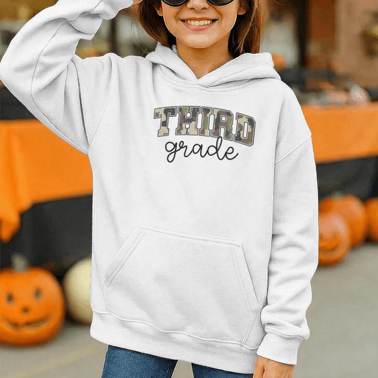 Retro Third Grade Old Camo Back To School Girl Boy 3rd Grade Graphic Youth Hoodie