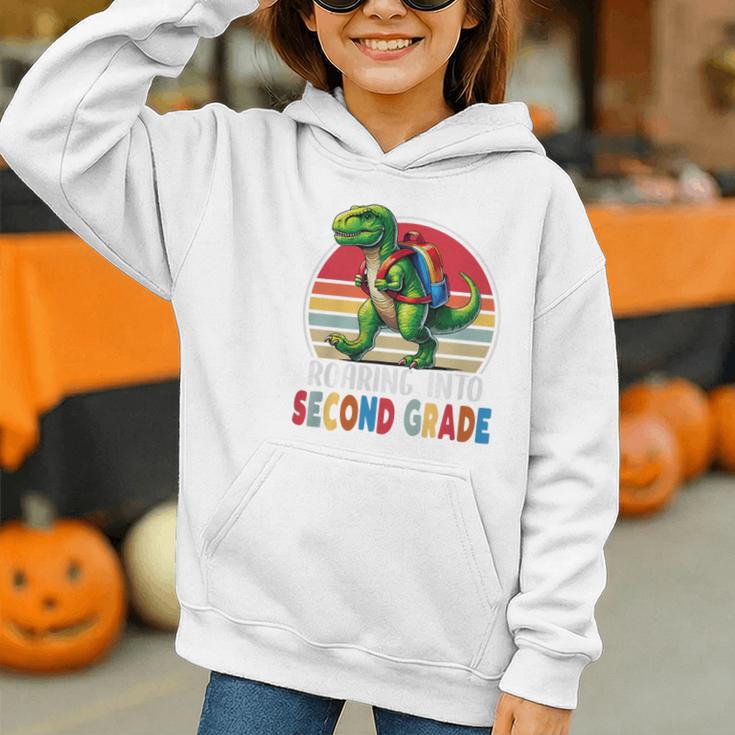 Roaring Into Second Grade T-Rex Back To School 2nd Grade Premium Tri-Blend Graphic Youth Hoodie Roaring Into Second Grade T-Rex Back To School 2nd Grade Premium Tri-Blend Graphic Youth Hoodie
