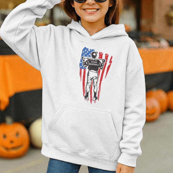 US Flag Baseball Player Batter Sport Lover Team Coach Family Graphic Youth Hoodie US Flag Baseball Player Batter Sport Lover Team Coach Family Graphic Youth Hoodie