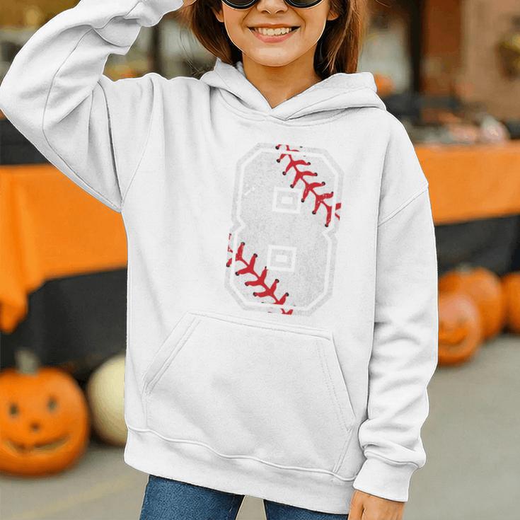 Vintage Baseball 8 Jersey Number 8 Graphic Youth Hoodie