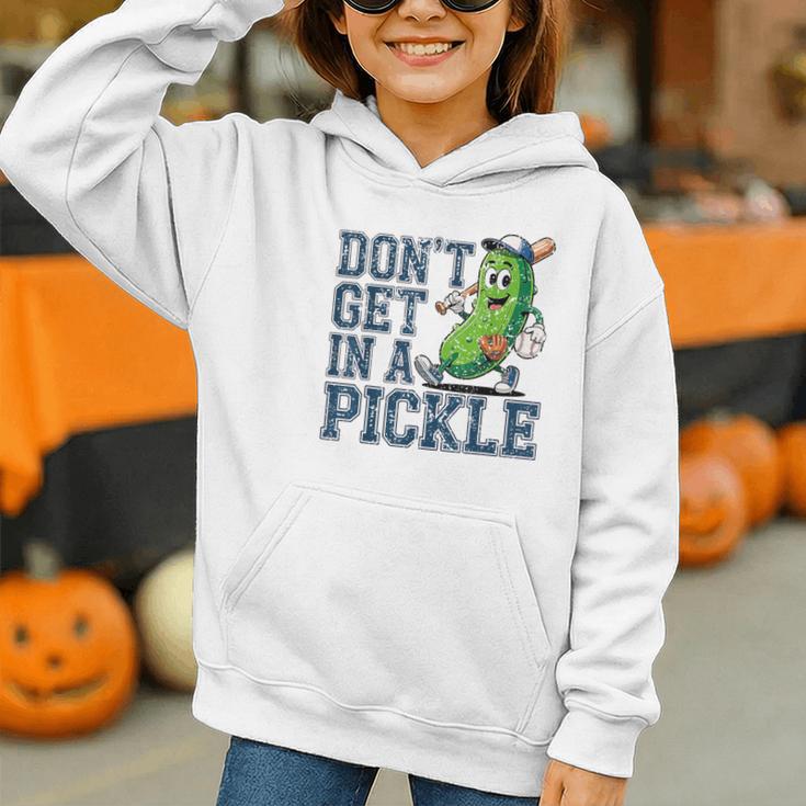Youth Baseball Catcher Humor Don’t Get In A Pickle Graphic Youth Hoodie Youth Baseball Catcher Humor Don’t Get In A Pickle Graphic Youth Hoodie