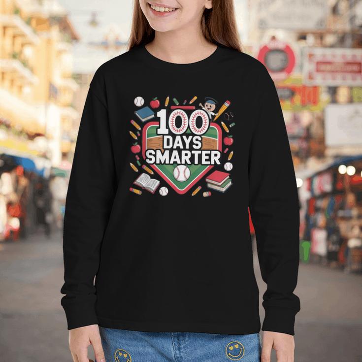 100 Day Baseball School Sports Kids Youth Long Sleeve Tee