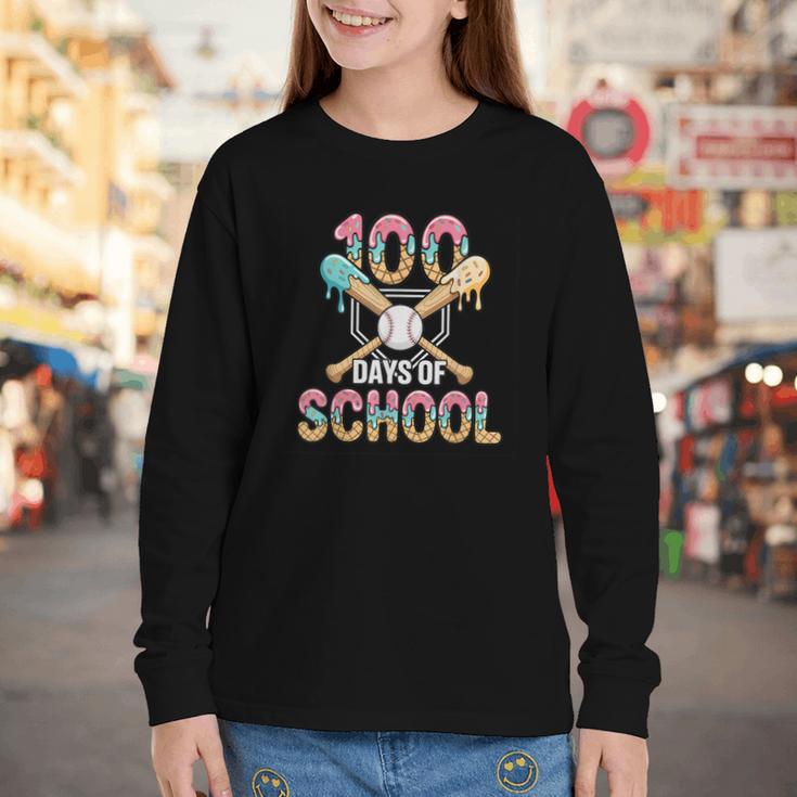 100 Days Of School Baseball 100th Day Of School Youth Long Sleeve Tee 100 Days Of School Baseball 100th Day Of School Youth Long Sleeve Tee