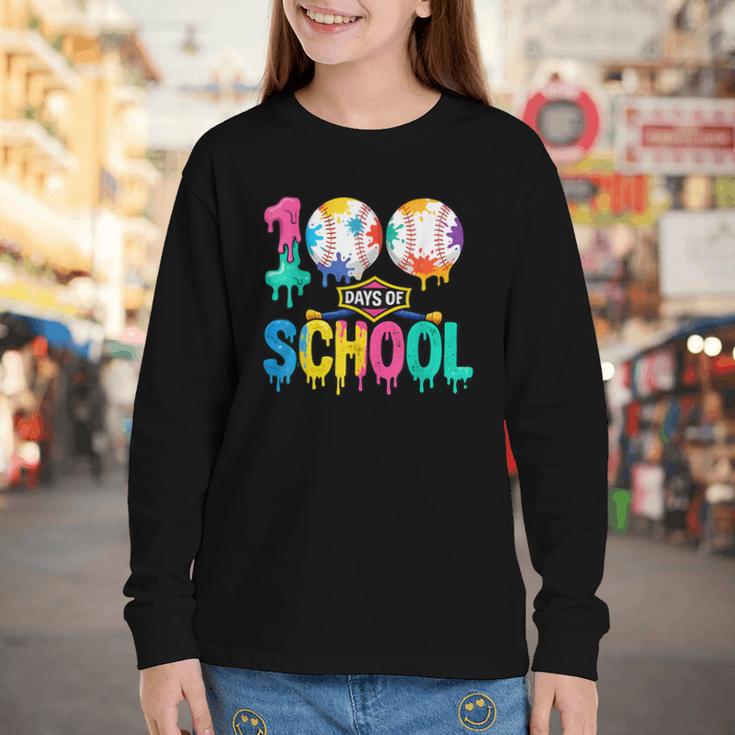 100 Days Of School Baseball Boys Kids Colorful 100th Day Youth Long Sleeve Tee 100 Days Of School Baseball Boys Kids Colorful 100th Day Youth Long Sleeve Tee