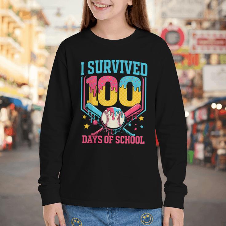 100 Days Of School Baseball Drip 100 Days Boy Girl Kids Youth Long Sleeve Tee 100 Days Of School Baseball Drip 100 Days Boy Girl Kids Youth Long Sleeve Tee