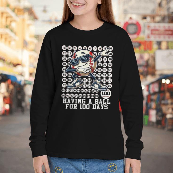 100 Days Of School Boys Dabbing Baseball 100th Day Of School Youth Long Sleeve Tee 100 Days Of School Boys Dabbing Baseball 100th Day Of School Youth Long Sleeve Tee