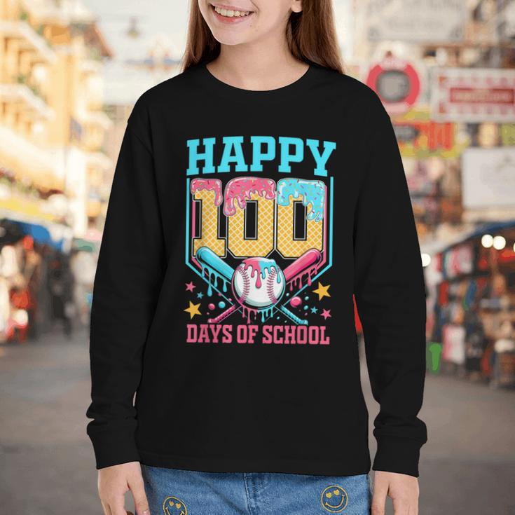 100 Days Of School Kids Baseball Drip 100th Day Of School Youth Long Sleeve Tee 100 Days Of School Kids Baseball Drip 100th Day Of School Youth Long Sleeve Tee