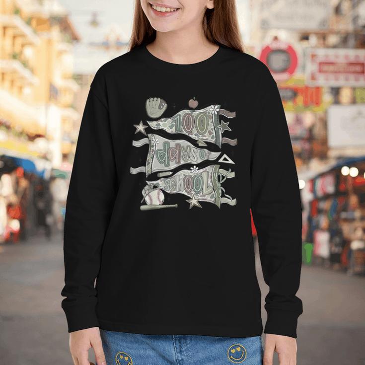 100 Days Smarter Baseball Sport School Celebration Youth Long Sleeve Tee 100 Days Smarter Baseball Sport School Celebration Youth Long Sleeve Tee