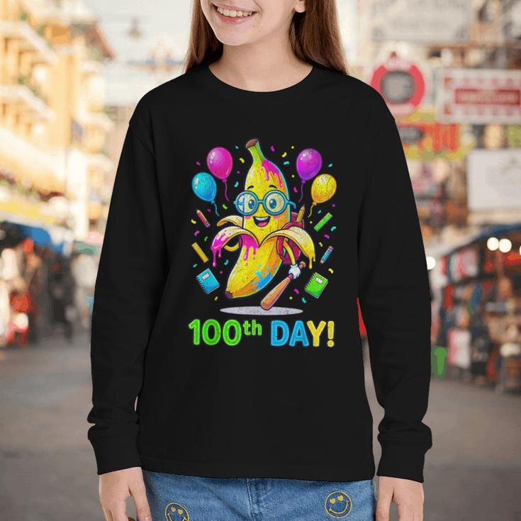 100th Day Of School Banana Baseball Drip For Kids Youth Girl Youth Long Sleeve Tee 100th Day Of School Banana Baseball Drip For Kids Youth Girl Youth Long Sleeve Tee