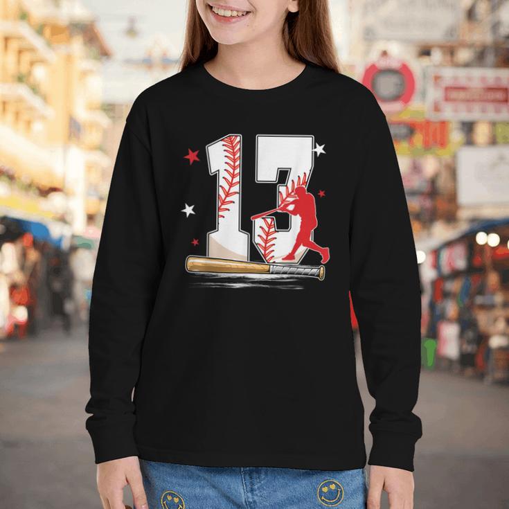 13 Years Old Baseball Birthday Boy 13th Bday Party Youth Long Sleeve Tee 13 Years Old Baseball Birthday Boy 13th Bday Party Youth Long Sleeve Tee