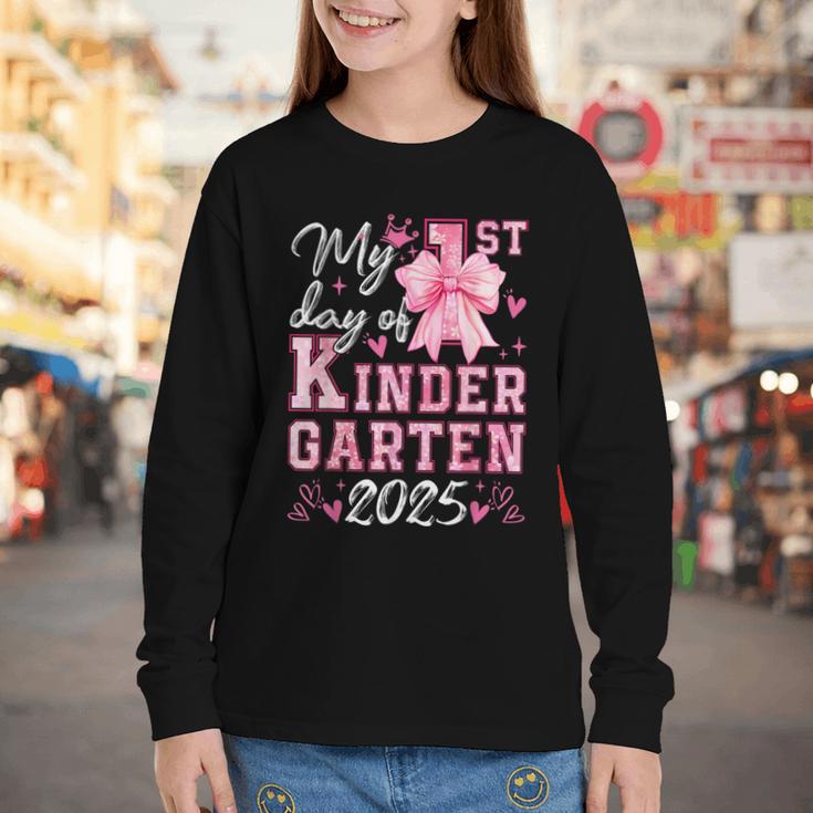 My 1st Day Of Kindergarten 2025 Back To School Girls Youth Long Sleeve Tee
