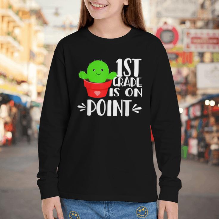 1st Grade Is On Point Cactus Back To School Youth Long Sleeve Tee