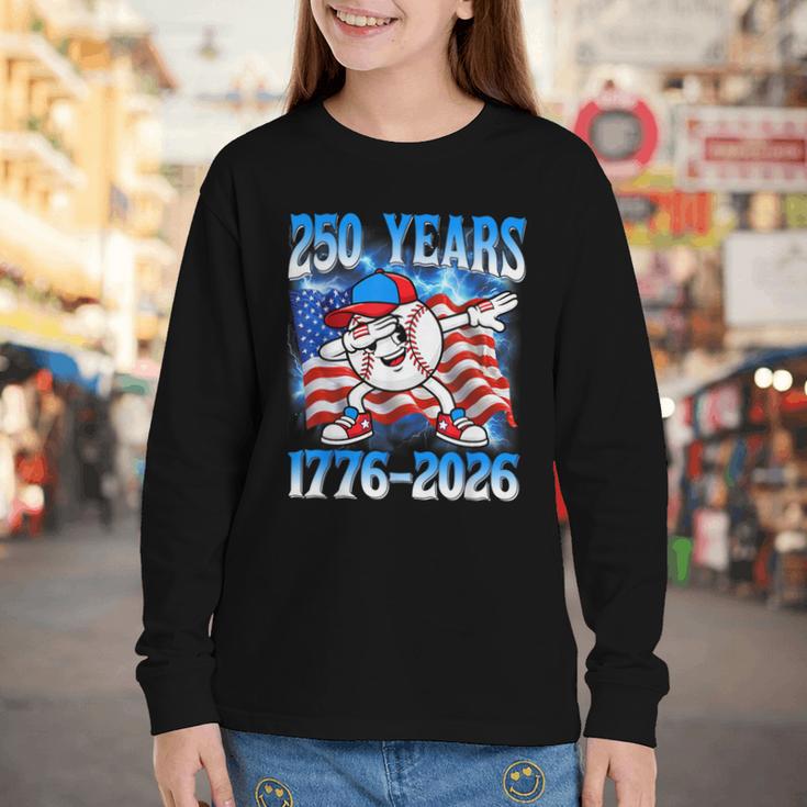 250 Years 1776 2026 250th Baseball American Flag 4th Of July Youth Long Sleeve Tee 250 Years 1776 2026 250th Baseball American Flag 4th Of July Youth Long Sleeve Tee