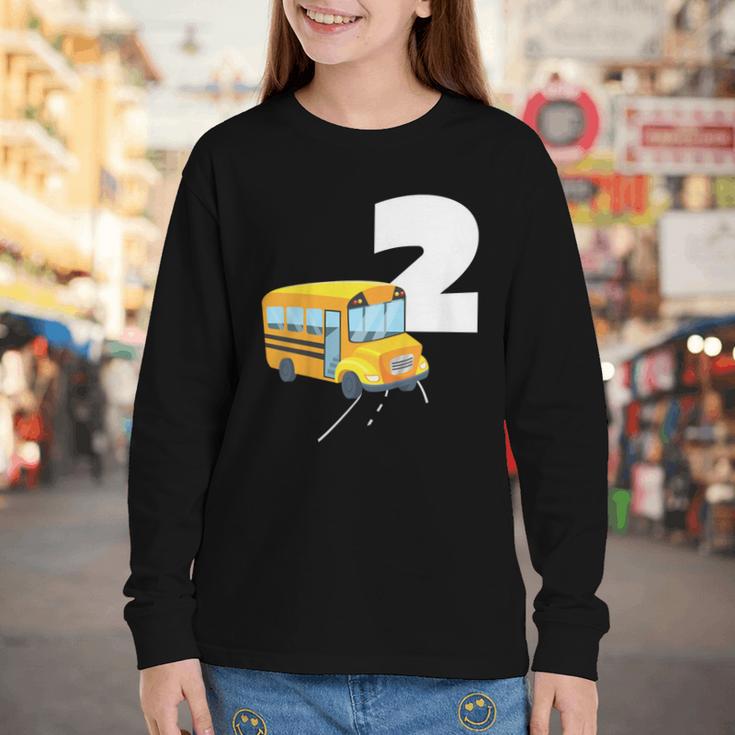 2nd Birthday School Bus Kids Back To School Themes Party Youth Long Sleeve Tee 2nd Birthday School Bus Kids Back To School Themes Party Youth Long Sleeve Tee