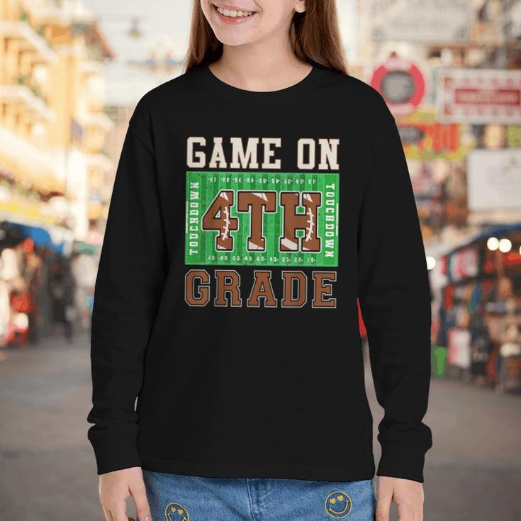 4th Grade Boys Kids Football Back To School Fourth Grade Youth Long Sleeve Tee