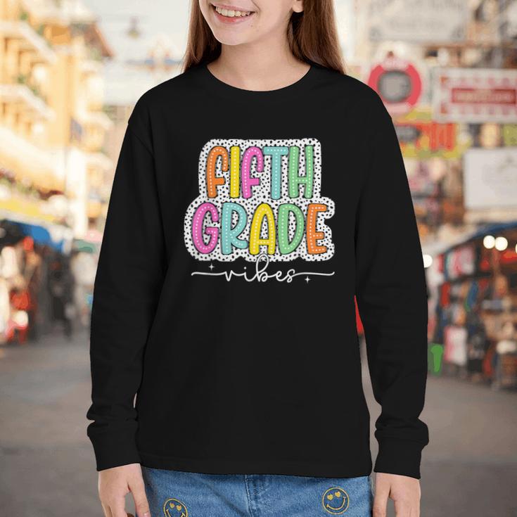 5th Fifth Grade Vibes Back To School Dalmatian Dots Youth Long Sleeve Tee 5th Fifth Grade Vibes Back To School Dalmatian Dots Youth Long Sleeve Tee