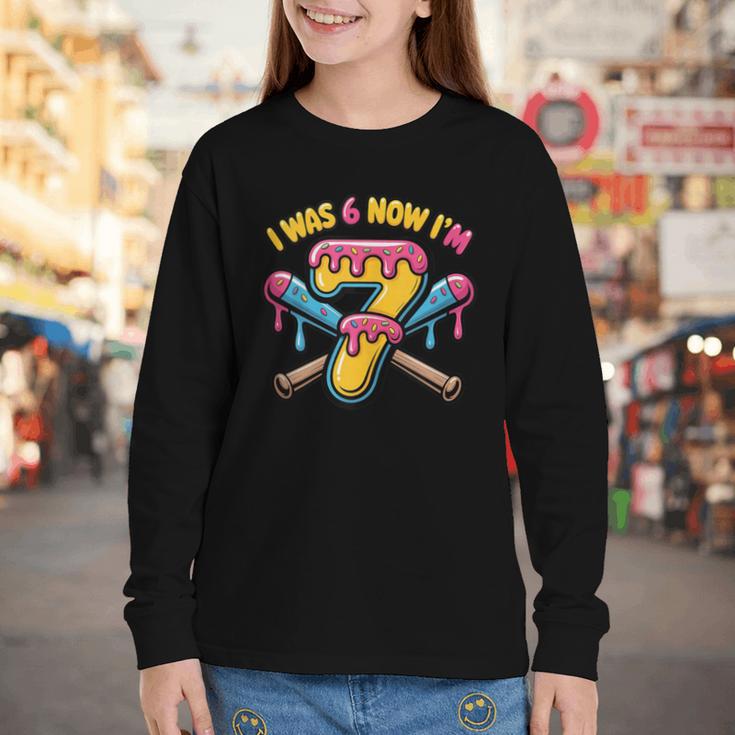 I Was 6 Now I'm 7 Dripping Ice Cream Baseball 67 Drip Youth Long Sleeve Tee I Was 6 Now I'm 7 Dripping Ice Cream Baseball 67 Drip Youth Long Sleeve Tee