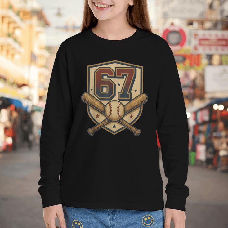 67 Baseball Meme Vintage Sports Crest Retro 67 Player Youth Long Sleeve Tee 67 Baseball Meme Vintage Sports Crest Retro 67 Player Youth Long Sleeve Tee
