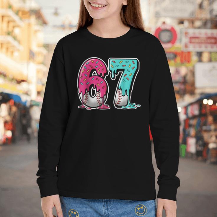 67 Ice Cream Drip Baseball Gen Alpha Slang Six Seven Meme Youth Long Sleeve Tee 67 Ice Cream Drip Baseball Gen Alpha Slang Six Seven Meme Youth Long Sleeve Tee