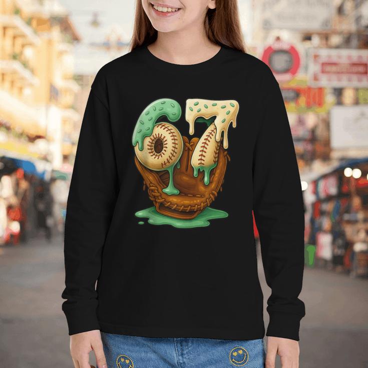 67 Ice Cream Drip Six Seven Baseball Youth Long Sleeve Tee