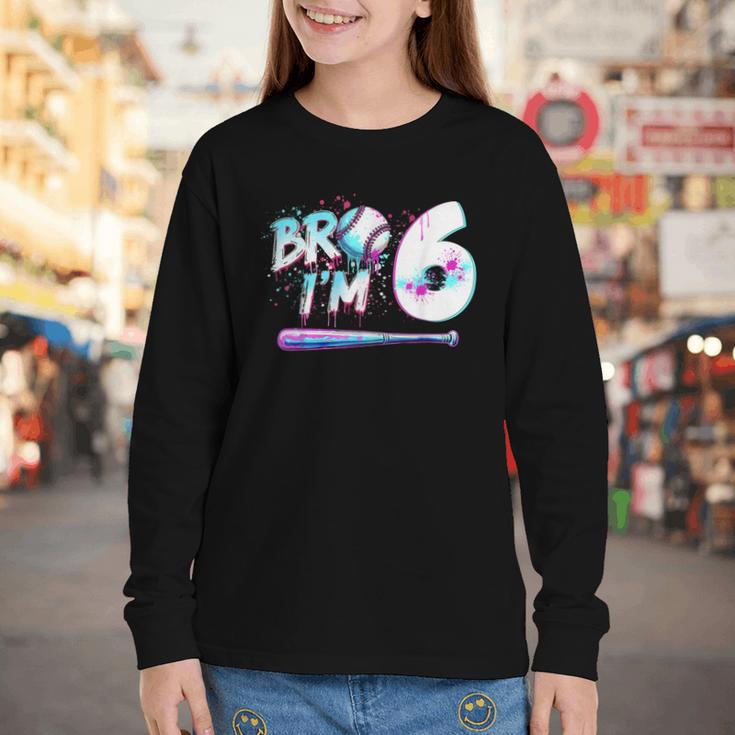 6th Birthday Boy Bro I'm 6 Year Old Baseball Ice Cream Drip Youth Long Sleeve Tee 6th Birthday Boy Bro I'm 6 Year Old Baseball Ice Cream Drip Youth Long Sleeve Tee